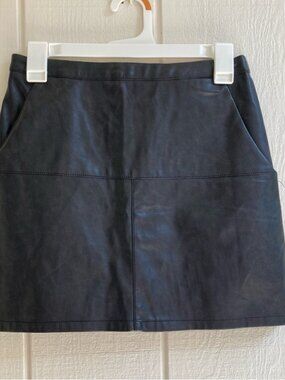Women’s Faux Leather Mini Skirt XLg Black Straight Accent Zippers NEW